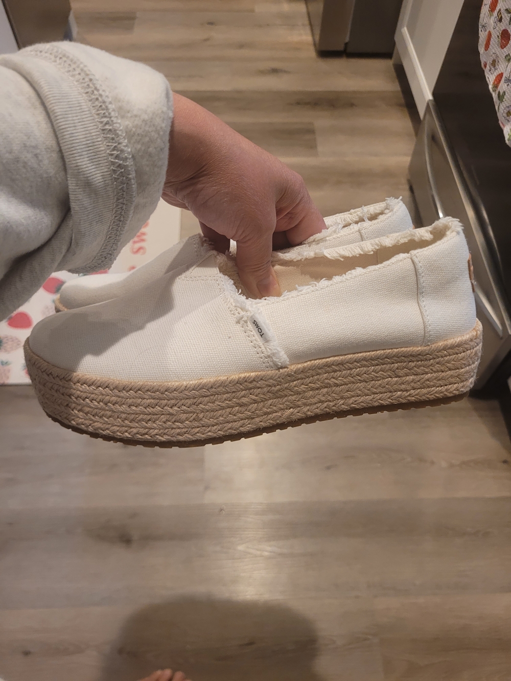 Toms White Canvas Platform Espadrille Slip-Ons
